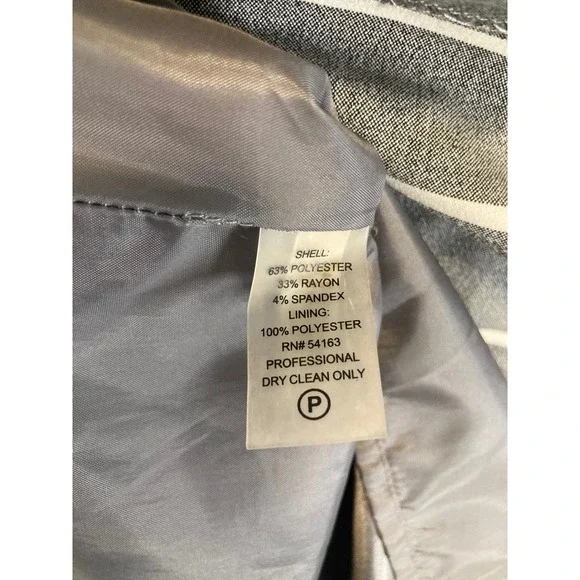 Classic Preppy Calvin Klein Women 6 Grey White Striped Belted Fit Flare Dress - Picture 8 of 12